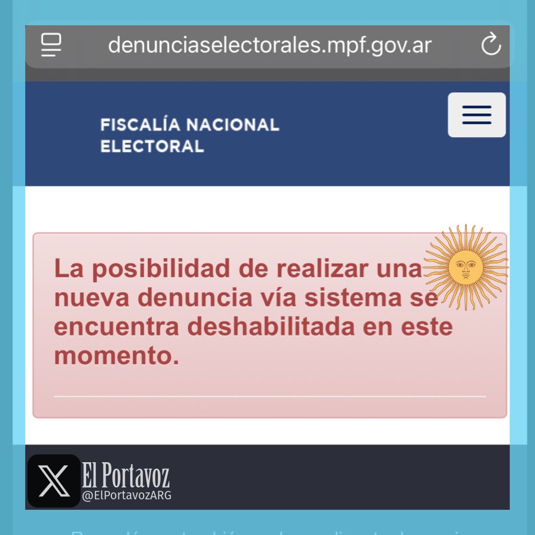 ElPortavozARG's tweet photo. #ELECCIONES | ¿SE CAYÓ EL SISTEMA? 🙄

Fallo en el sistema de denuncias de la Justicia Electoral.

El portal oficial para registrar irregularidades electorales presenta interrupciones técnicas desde esta mañana, en un momento clave para el escrutinio postelectoral. La Justicia Electoral no ha emitido un comunicado oficial sobre la causa o el tiempo de resolución. Este inconveniente afecta la capacidad de los ciudadanos para reportar posibles anomalías de manera oportuna, según reportes de fuentes independientes. Se espera una respuesta institucional inmediata para garantizar la transparencia del proceso.