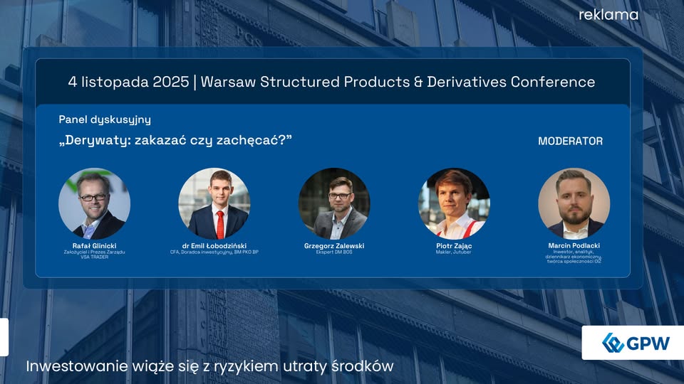 BlogiBossaPL's tweet image. Za tydzień, 4 listopada, debata, która będzie świetną puentą dnia o giełdowych pochodnych. 
"Zakazać czy zachęcać?" - rozmowa o tym dlaczego na futures lepiej już było, co zaciążyło, jakie zmiany pomogą, czego brakuje, czy jest szansa na powrót detalu. 
Mocny kwartet praktyków…