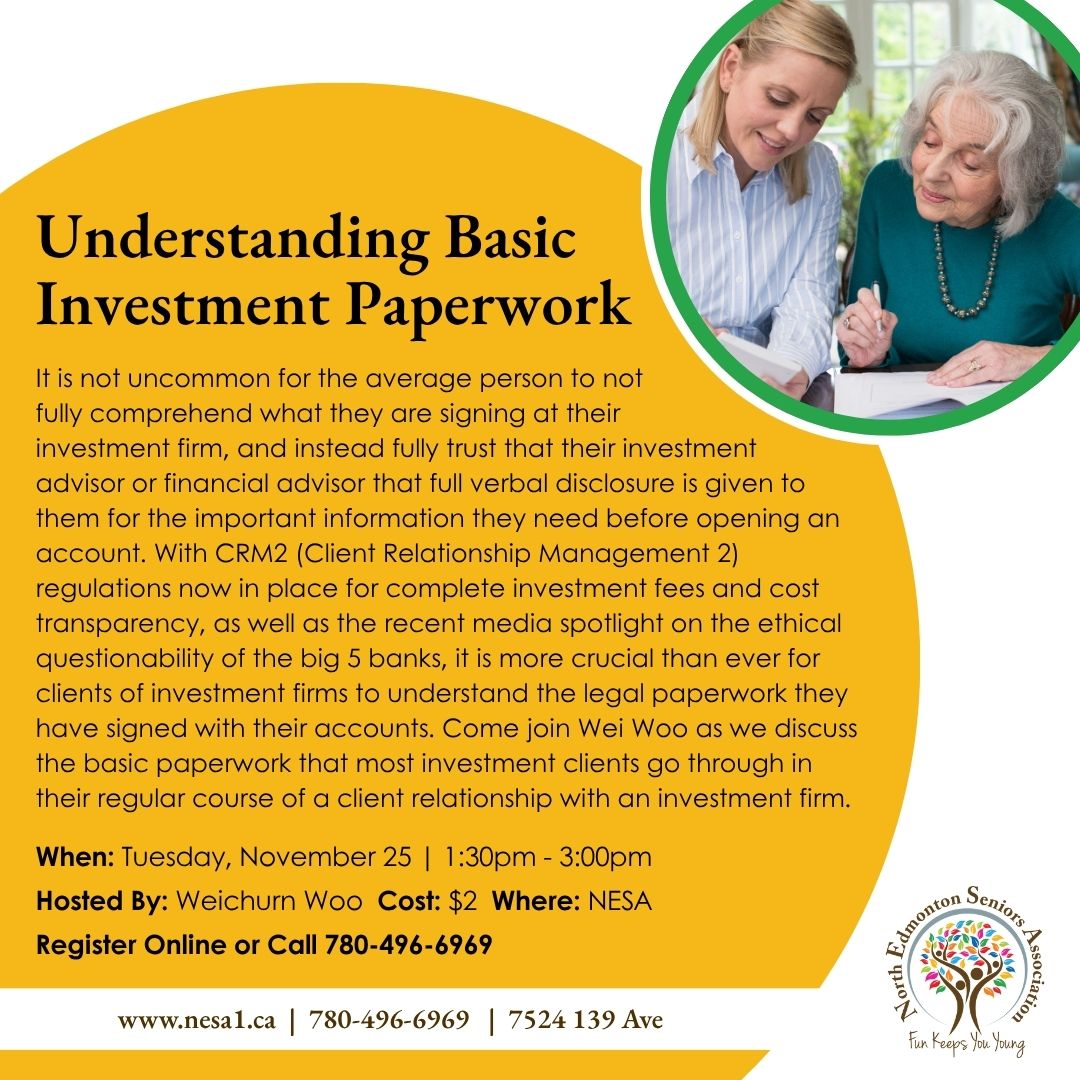 💡 With new CRM2 rules and questions around bank ethics, understanding your investment paperwork matters more than ever. Join Wei Woo to uncover what you’ve really agreed to!

👉 Register online app.univerusrec.com/nesapub/course… or call 780-496-6969