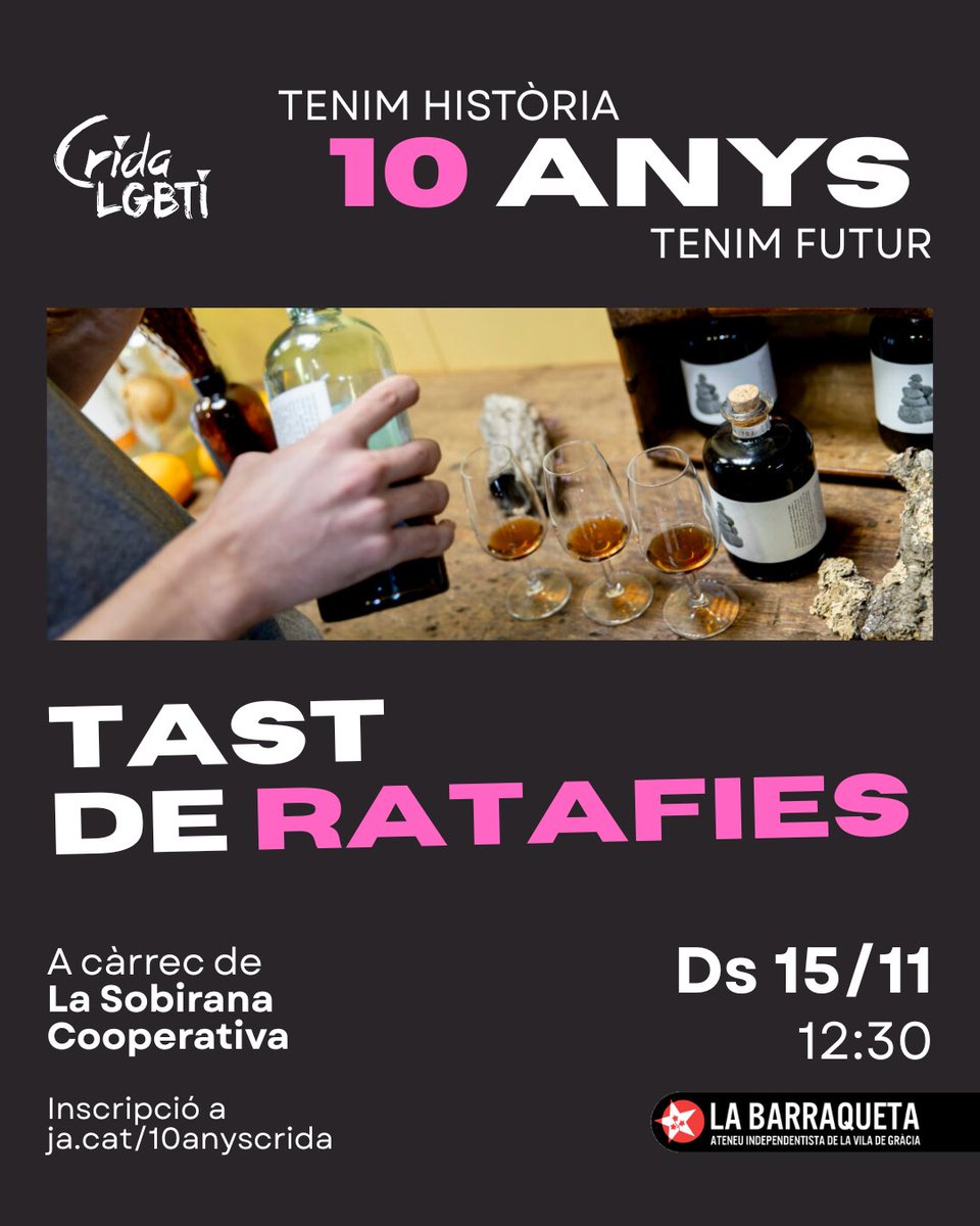 cridacridacrida's tweet photo. Al matí:

🥊 Taller d'autodefensa amb @autodef_biterna
🥃 Tast de ratafies amb @lasobiranacoop 

Inscripció a les activitats: https://t.co/WYXQtwyI1x https://t.co/ssEkz3HvLP