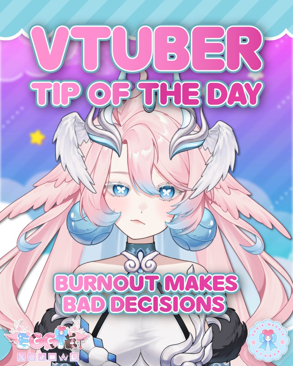 EggieWeggieVT's tweet photo. ˗ˏˋ ♡ VTUBER TIP OF THE DAY ♡ ˎˊ˗

🌸 BURNOUT MAKES BAD DECISIONS !!

✦ When you’re tired, every small issue feels like the end of the world.

✦ Rest before reacting, especially if it affects your reputation!

✦ Exhaustion is a warning, not a weakness!

#EggTips https://t.co/NTwvkgMd2R