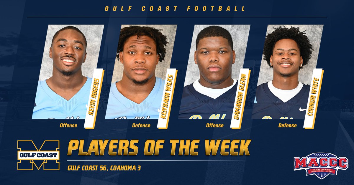 FOOTBALL | <a href="/CoachWrightPerk/">Jack Wright</a> and his <a href="/MGCCC_FOOTBALL/">MGCCC Football</a> staff have announced their Players of the Week: