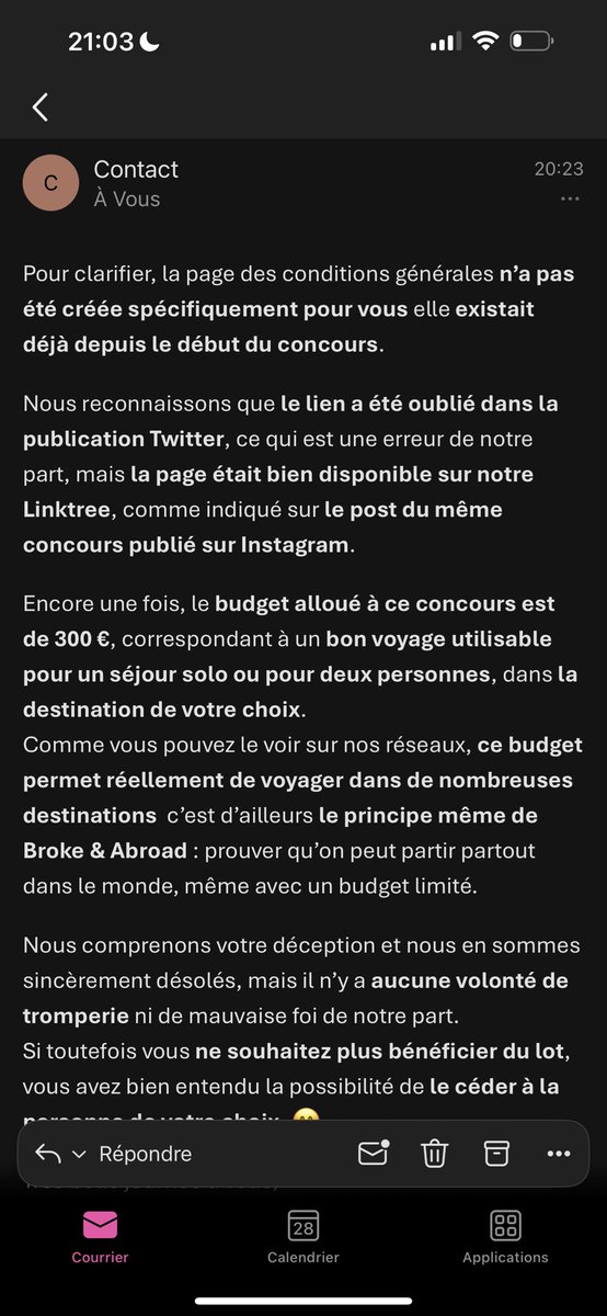 sarahxmrg's tweet image. déjà ils font même pas l’effort d’enlever la typo chatgpt dans leur mail bref… ils me disent QUOI??? 😂😂😂😂😂 que le site des conditions étaient bien accessibles via le linktree mdrrrrrrr