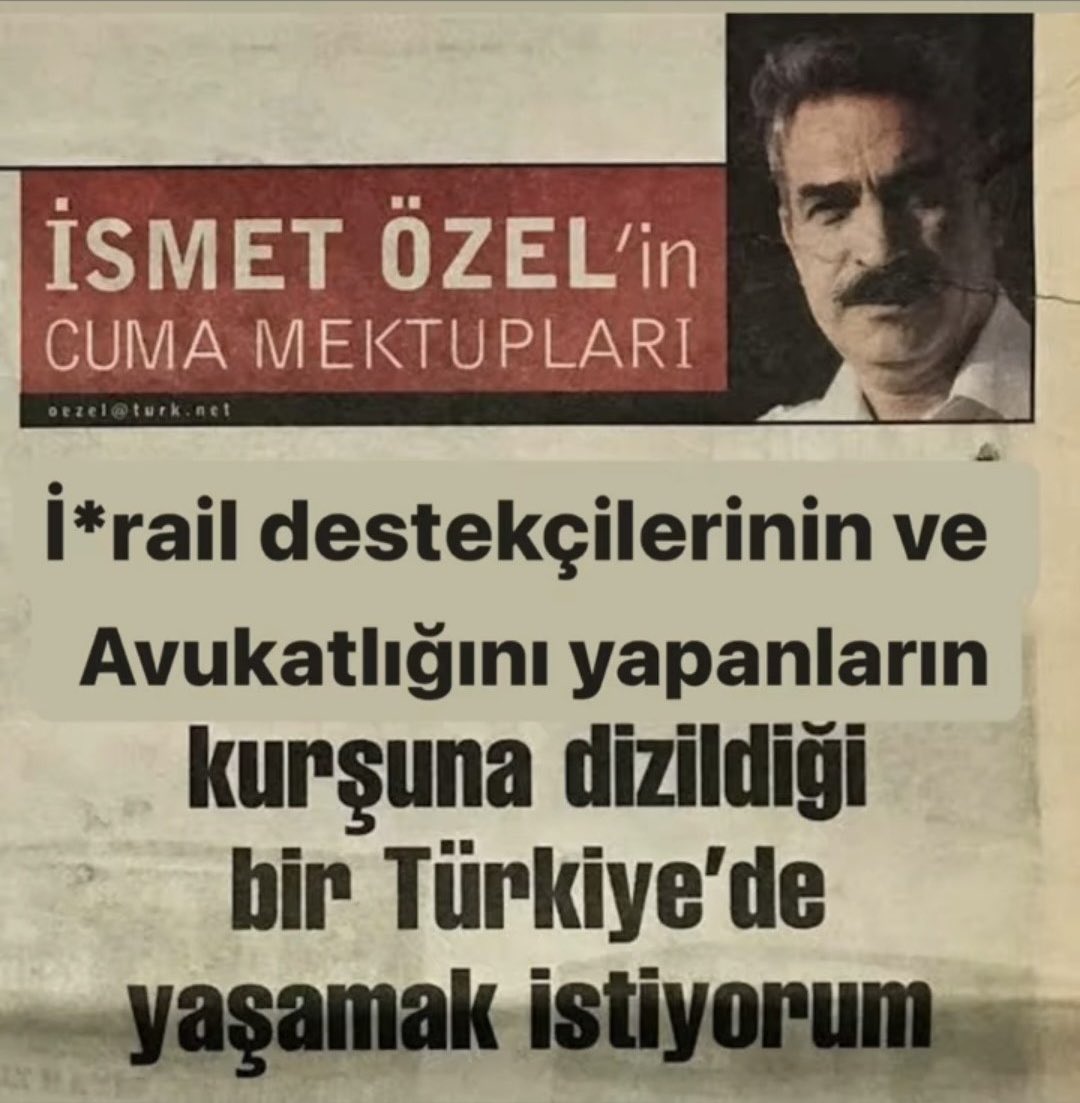 İ*rail destekçilerinin ve Avukatlığını yapanların kurşuna dizildiği bir Türkiye’de yaşamak istiyorum…

#IsraelTerroristState