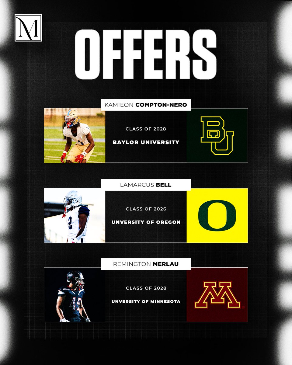 MathurinAgency's tweet photo. “The work shows, the offers follow”
Congrats on earning new opportunities! 🏈
#TeamMSA
@KamieonNero - 2028
@Lamarcusbell4 - 2026
@RemingtonMerlau - 2028 https://t.co/n91FaV4JnE