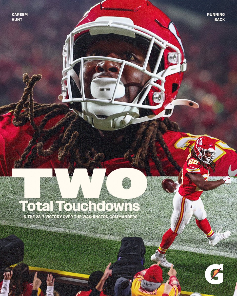Chiefs's tweet photo. One through the air, one on the ground for @Kareemhunt7 😮‍💨 https://t.co/4T1yyuyoBg