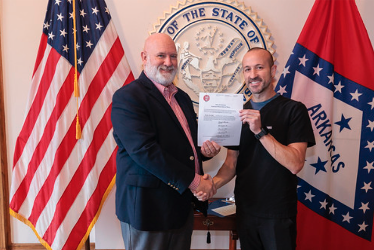 BMorshediMD's tweet photo. Honored to be sworn in as the #EMDoc to the newly appointed 11-member Arkansas EMS Advisory Committee, where we will work tirelessly to advance #EMS for our clinicians &amp; communities. This is significant, creating more statutory authority as an EMS decision-making entity for AR! https://t.co/1B5stajKAp