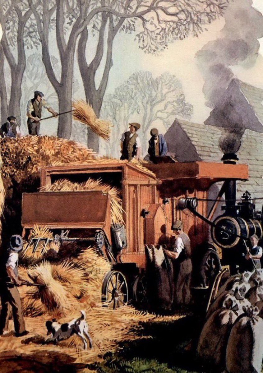LBFlyawayhome's tweet photo. Other work by the Ladybird artists
‘Threshing’ (1949)
 Artist:,CF Tunnicliffe https://t.co/VlsHFvrgG5