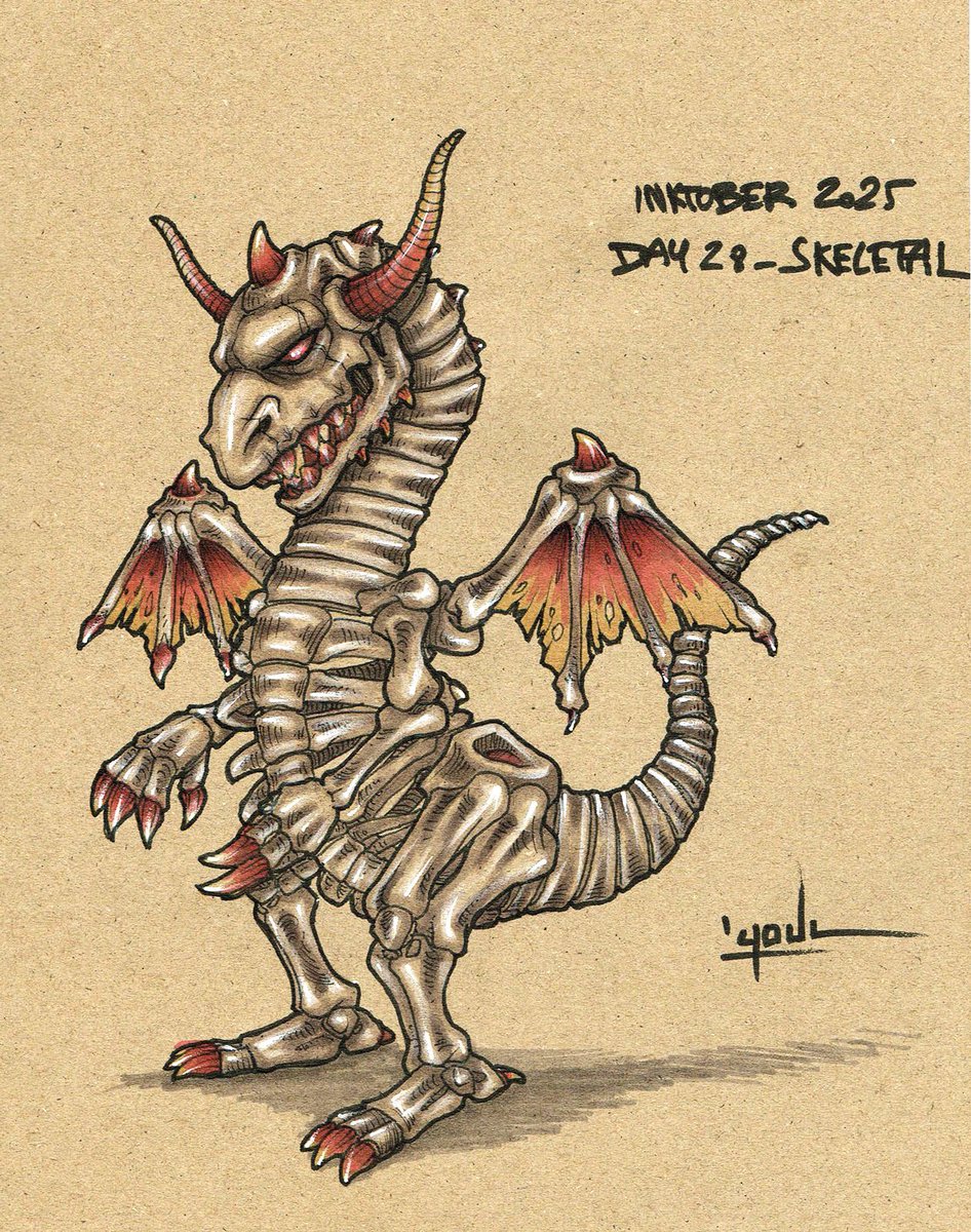 #Inktober2025 Day28 #squeletal (#squelletique)

#draw #drawing #dessin #dibucho #inktober #ink #alcoholmarker #day28 #illustration <a href="/inktober/">Inktober</a> @inktoberofficial <a href="/awaishaukat/">awais shaukat.</a> #dragon #bonedragon #bones #fantasy #fantasyart