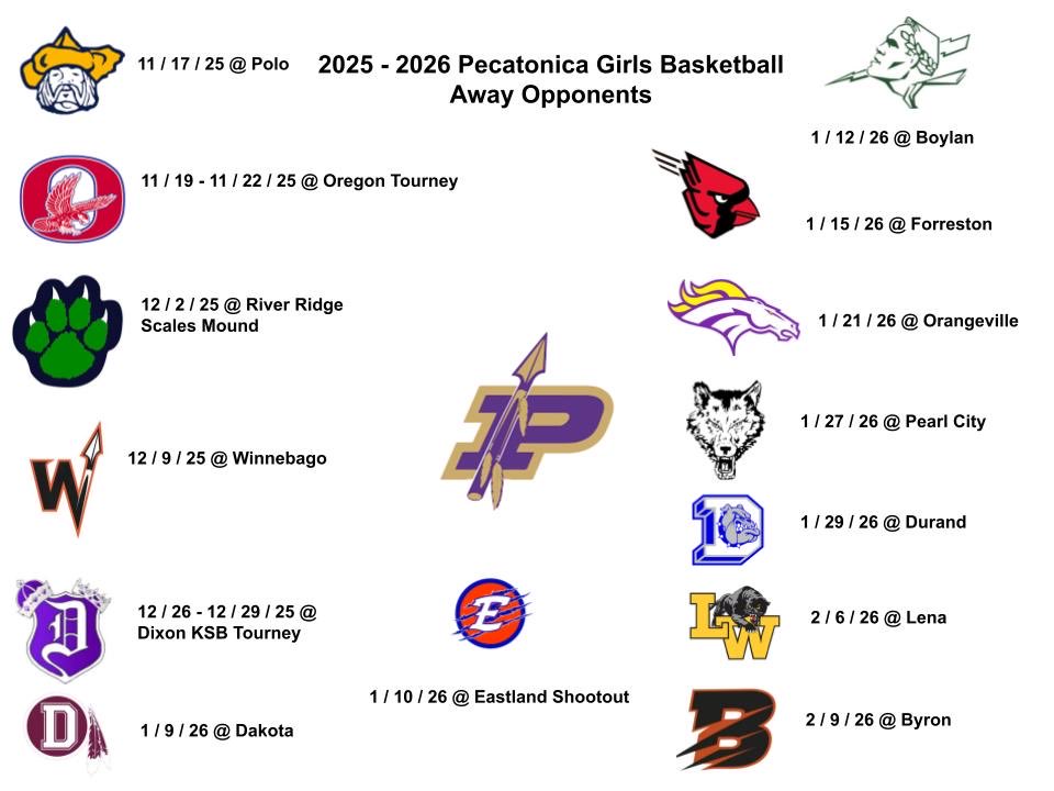 2025-2026 Pecatonica Lady Indians Opponents! #AlwaysTogether