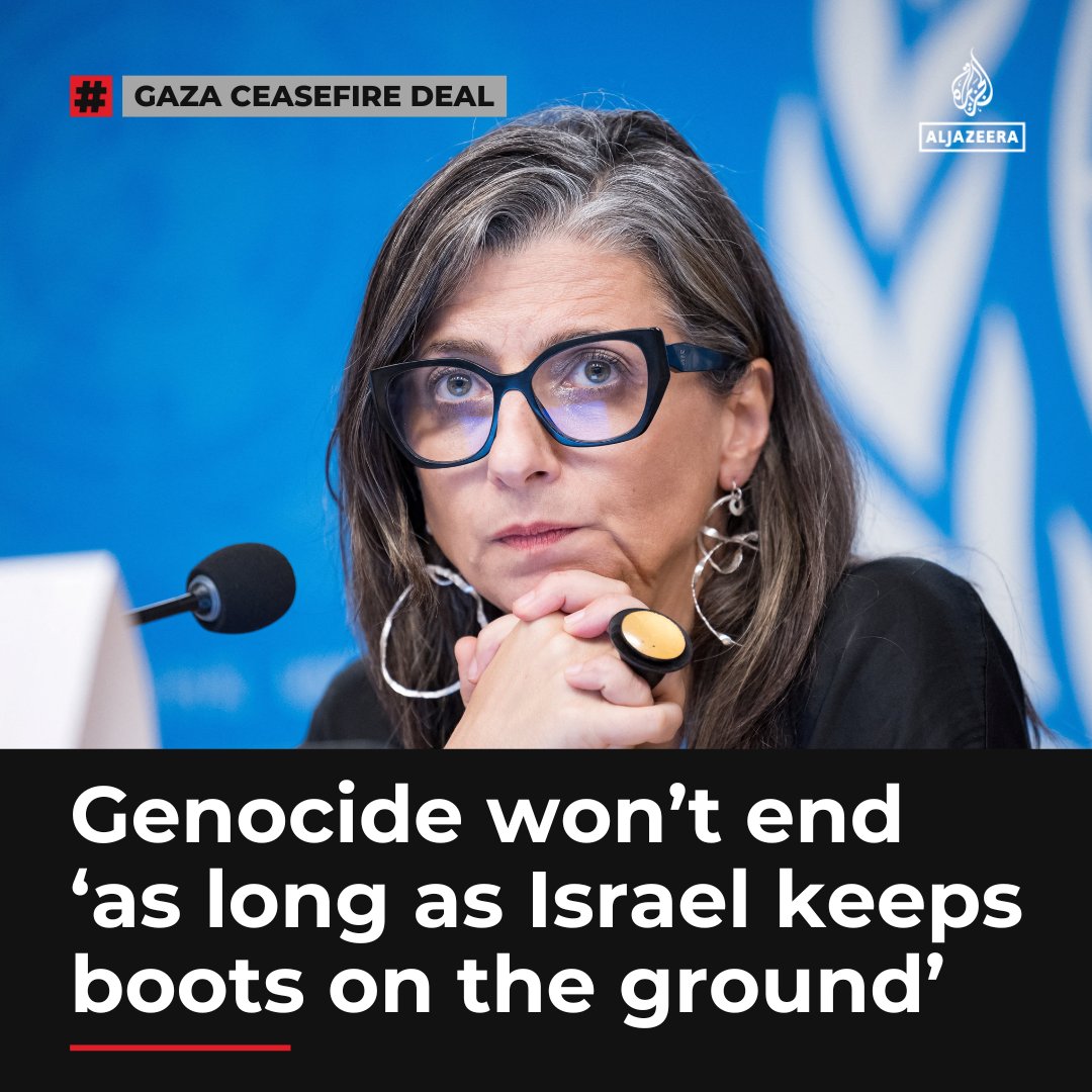 Francesca Albanese blamed UN member states for ignoring Israel’s genocide for the past two years despite efforts by international courts to rein in Israeli PM Netanyahu’s far-right government.

🔴 LIVE updates: aje.io/m2psri
