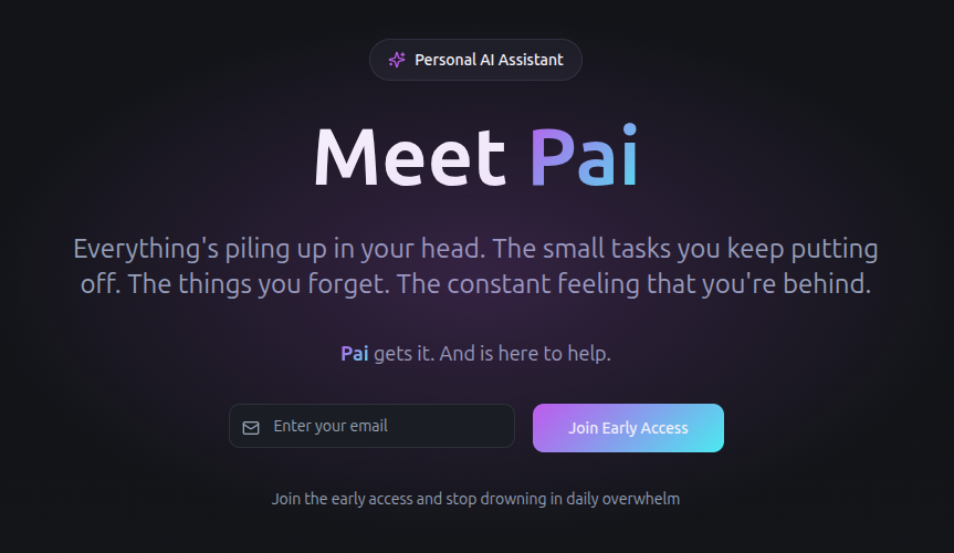 project_pai's tweet photo. Quick update! 📱

I've decided to work on two things in parallel:  

1️⃣ Early access website 
Making great progress. Just a simple single page with a signup form to collect early adopters. Should go live this week!
  
2️⃣ Mobile app + API backend 
Started building the actual core. Getting the basics right first.  

More screenshots coming soon 👀  

#buildinginpublic #progress #indiehackers #startup #mobileapp #productivity #founder #SaaS