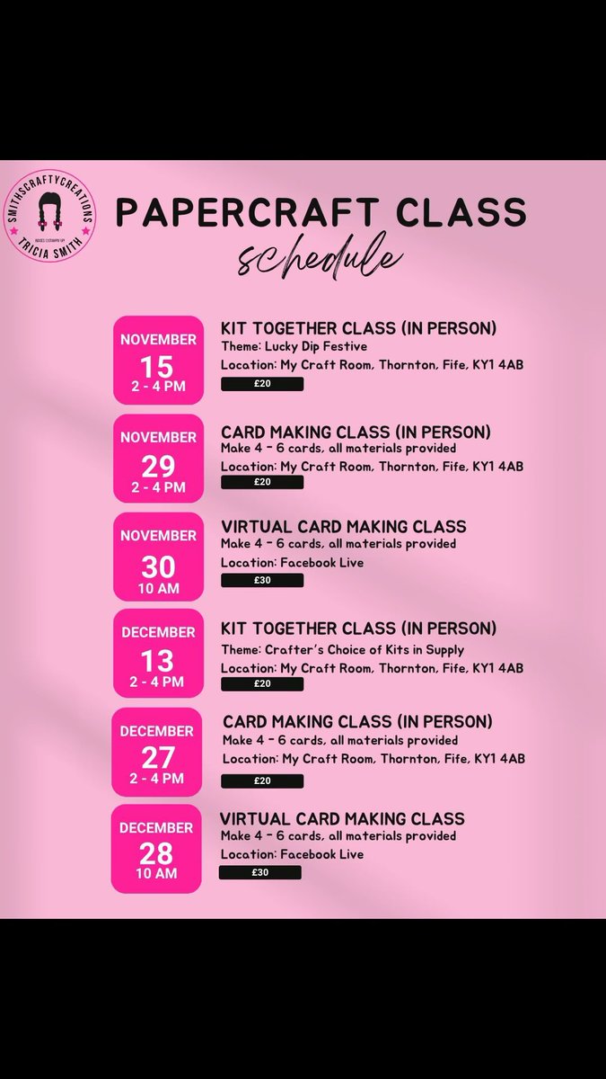 #papercraftclasses #fife #virtual #kittogether #craftkits 

SmithsCraftyCreations.com