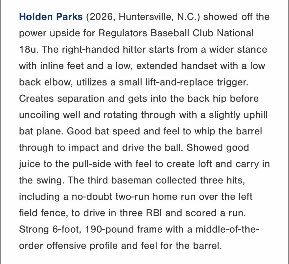 HoldenParks22's tweet photo. Recap of fall season w @RegulatorsBB 
#uncommitted2026 #uncommitted @QuakersBaseB @CoachDudley13 @CVCCBaseball @FleetBaseball @GCPrideBaseball @JTCarter33 @coachcglosson @MethodistU_BSB @CoachCodyEllis @VinnyCarone @j_peterson18 @MontreatCavBase @KenTylerLeader @kylegallman https://t.co/9ZyHMdzofc