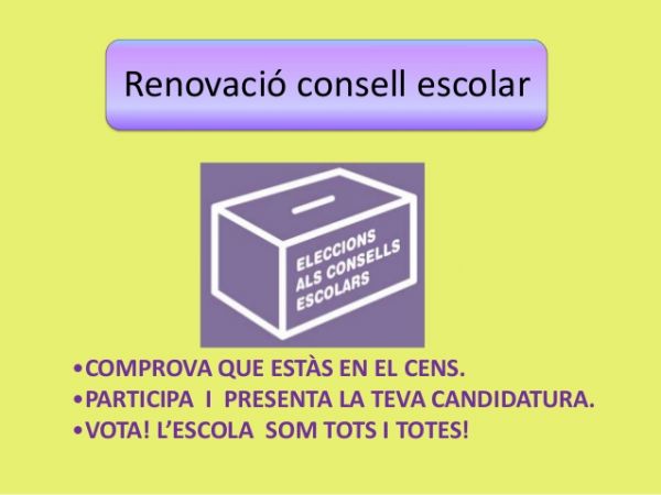 El dia 19 de novembre l’alumnat podreu escollir els vostres representants al Consell escolar. No falteu a la convocatòria!