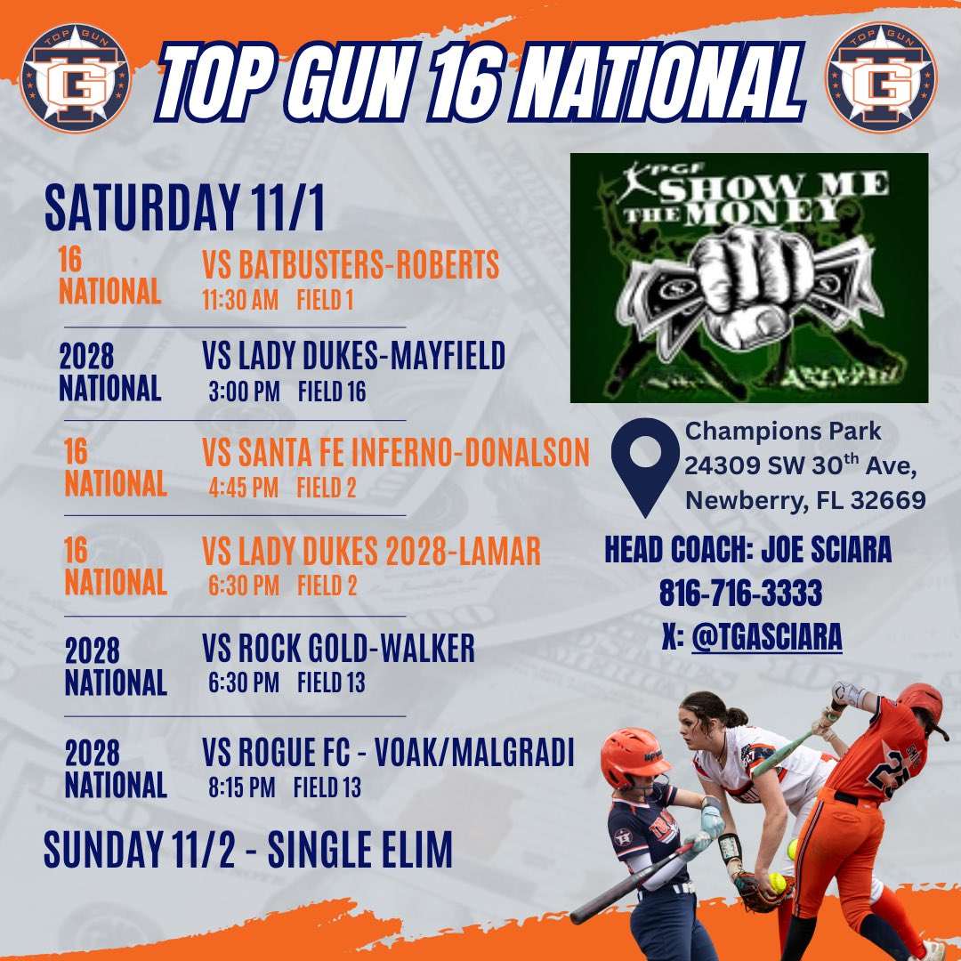Looking forward to some good softball this weekend! I'll be slinging it for 2028 National this weekend 🔥 Game 1, 3:00 F16 Champions Park come see us!
#softball #pitcher #softballpitcher #grad2029 #TopGun #orange #navy #national 
-<a href="/topgun_skim/">Top Gun National 14u SKIM</a> 
-<a href="/TGASciara/">Top Gun National 16</a> 
-<a href="/TGA_Turner/">Top Gun National 18U</a> 
💙🧡🥎✈️