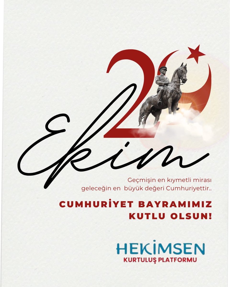Cumhuriyet, bir milletin yeniden doğuşudur.
Hekimsen Kurtuluş Platformu olarak, halkın iradesine, özgürlüğe ve bilimin rehberliğine olan inancımızla Cumhuriyetimizin 102. yılını coşkuyla kutluyoruz.
Biz hekimler, Cumhuriyet’in bize kazandırdığı değerleri, insan yaşamını koruma