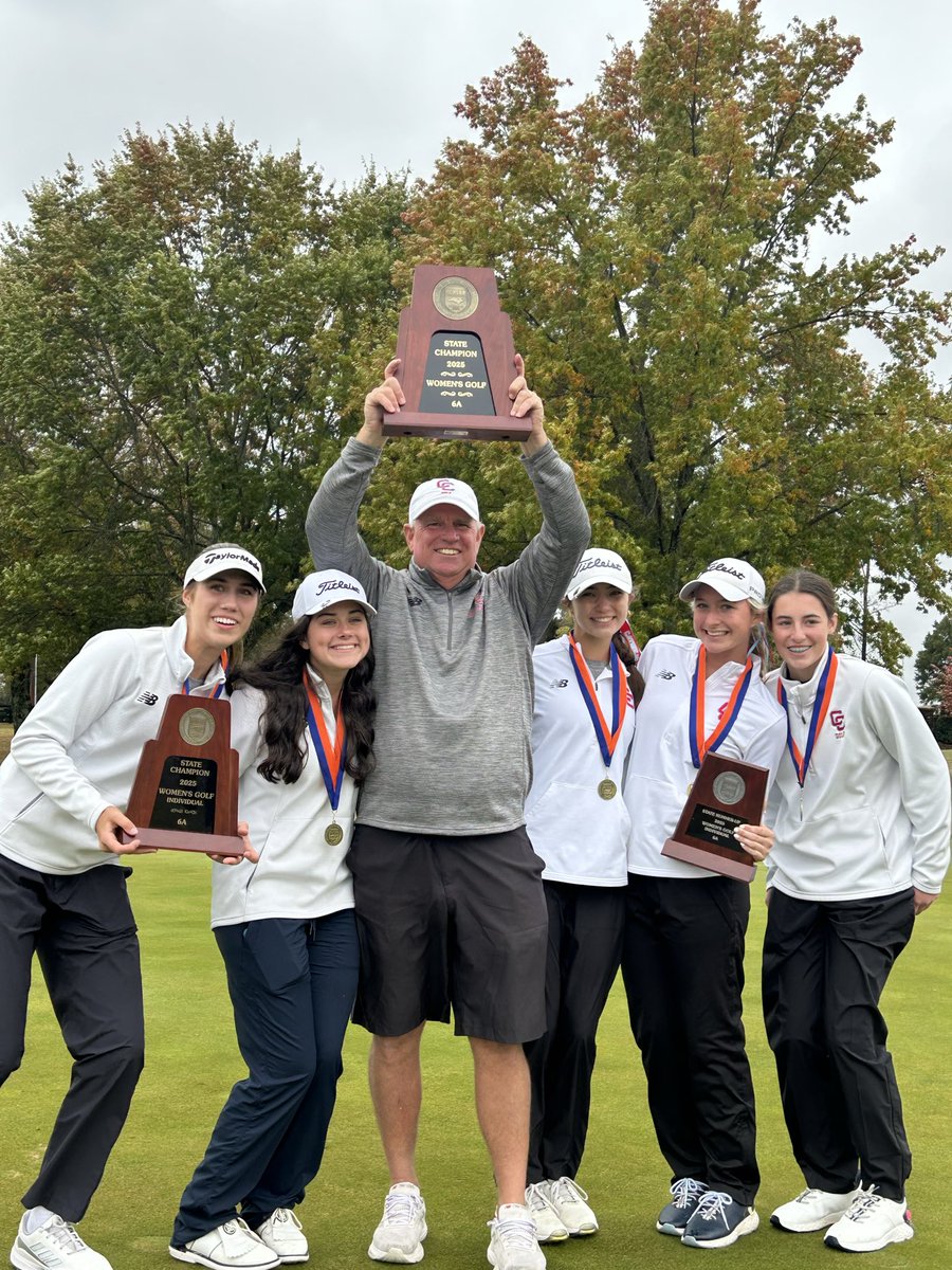 CCHSCougarNews's tweet photo. Wow! Wow! Wow!  Meet your NCHSAA 6A Women’s Golf State Champions‼️

Congratulations Ladies‼️ Go Cougars‼️ https://t.co/ofN7UAp6Jk