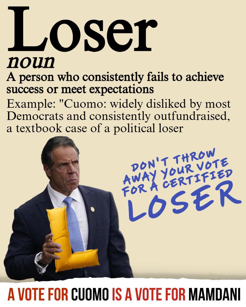 Cuomo will lose. We will win. Look how hard the elite is working to silence us. It’s despicable. 

He’s bought and paid for by the same elite political machine that caused the decline we see every day. New Yorkers do not vote for the past. We do not vote for the people who gave