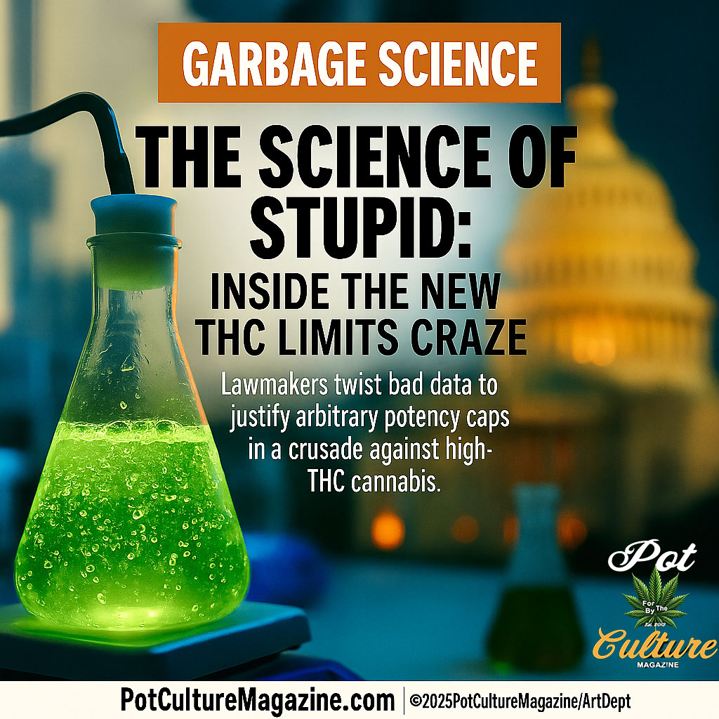 PotCultureMag's tweet photo. #SecondSesh The Science of Stupid (10-15-25) THC caps aren’t science, they’re fear. Politicians twist data to control the plant, not protect the public. 

https://t.co/7hps1Z4Iqj

 #PotCultureMagazine #420Community #CannabisCulture #Cannabis #THCLimit #Weedlife #StonerScience https://t.co/r34OCc9miZ