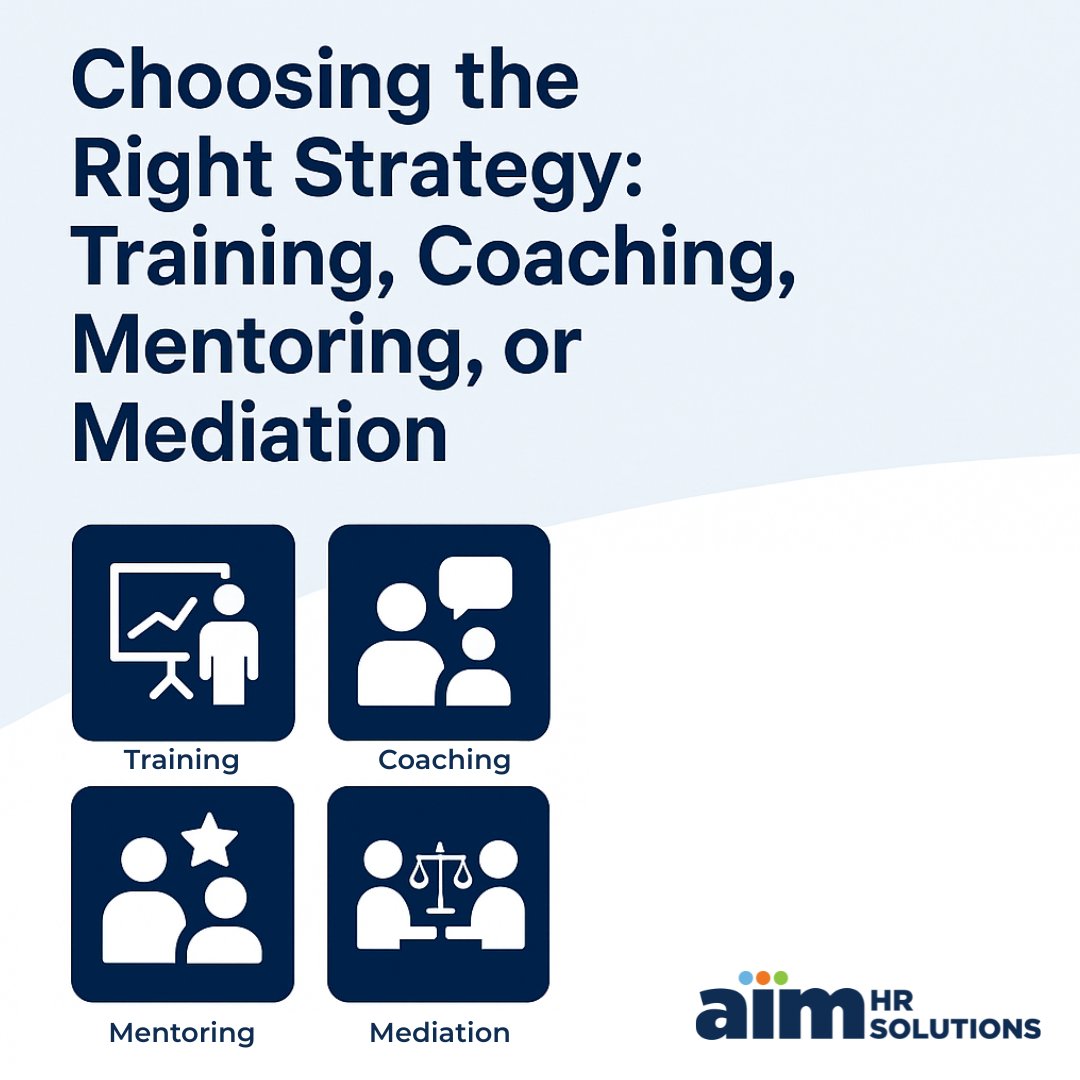 aimhrsolutions's tweet image. 💡 #HR pros know: not every workplace challenge needs the same fix.

Is it time for training, coaching, mentoring, or mediation? Choosing the right approach can make all the difference in team growth and culture.

🔗 Read the full article: loom.ly/VZmuAa4