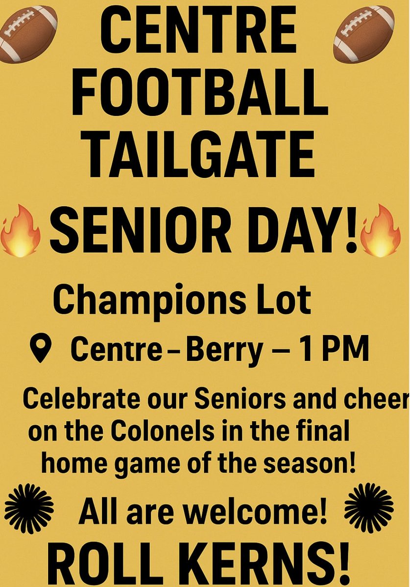 Thank you <a href="/CentreFootball/">Centre College Football</a> Seniors!  Go be great!