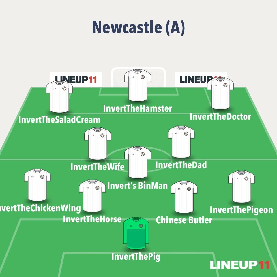 InvertChicken's tweet image. Lineup for Newcastle