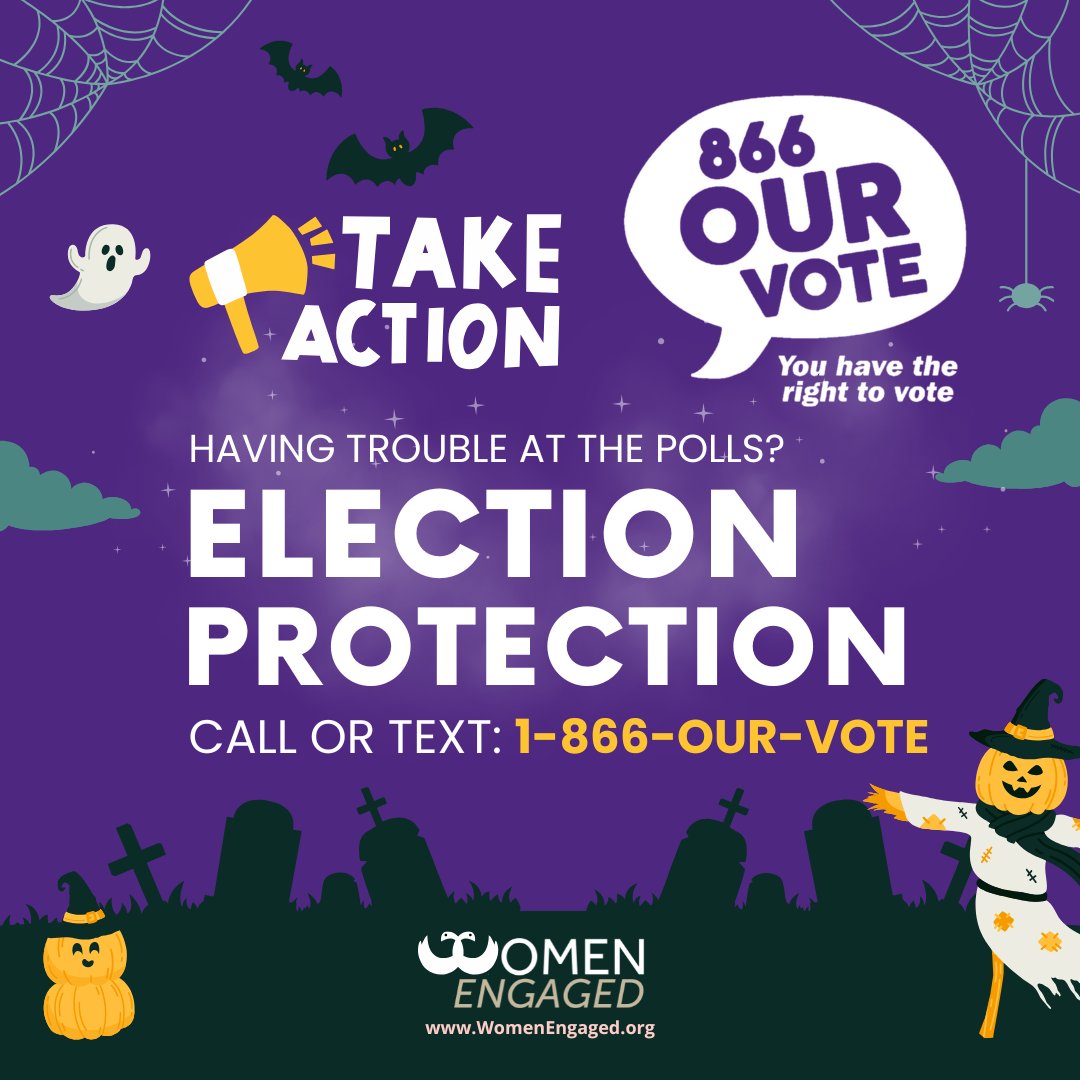 Don't let Election Day sneak up on you! 
Early voting for the Nov 4th election closes Halloween, October 31st—avoid the crowds and vote early! 
The only thing scarier than zombies? Not voting! Pledge to vote today: bit.ly/WEpledge
