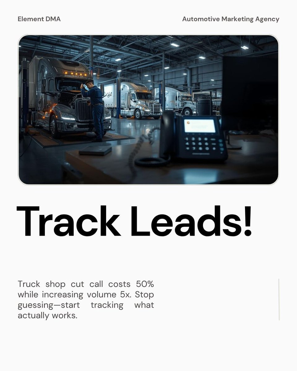 ElementDMA's tweet image. Truck shop went from $29/call to $15.26 in 6 months while increasing volume from 53→303 calls

The play: optimize PPC weekly, grow reviews 20→170, build service-specific website, hit 65% maps visibility

Reality check: Marketing can't fix operations.