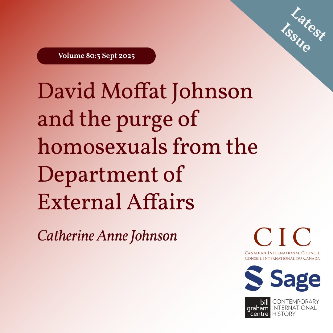 Intl_Journal's tweet image. A forgotten story in Canada’s diplomatic past: Johnson’s article reveals how senior External Affairs officials resisted RCMP pressure during the purge of homosexuals, focusing on the case of ambassador David Moffat Johnson. doi.org/10.1177/002070…