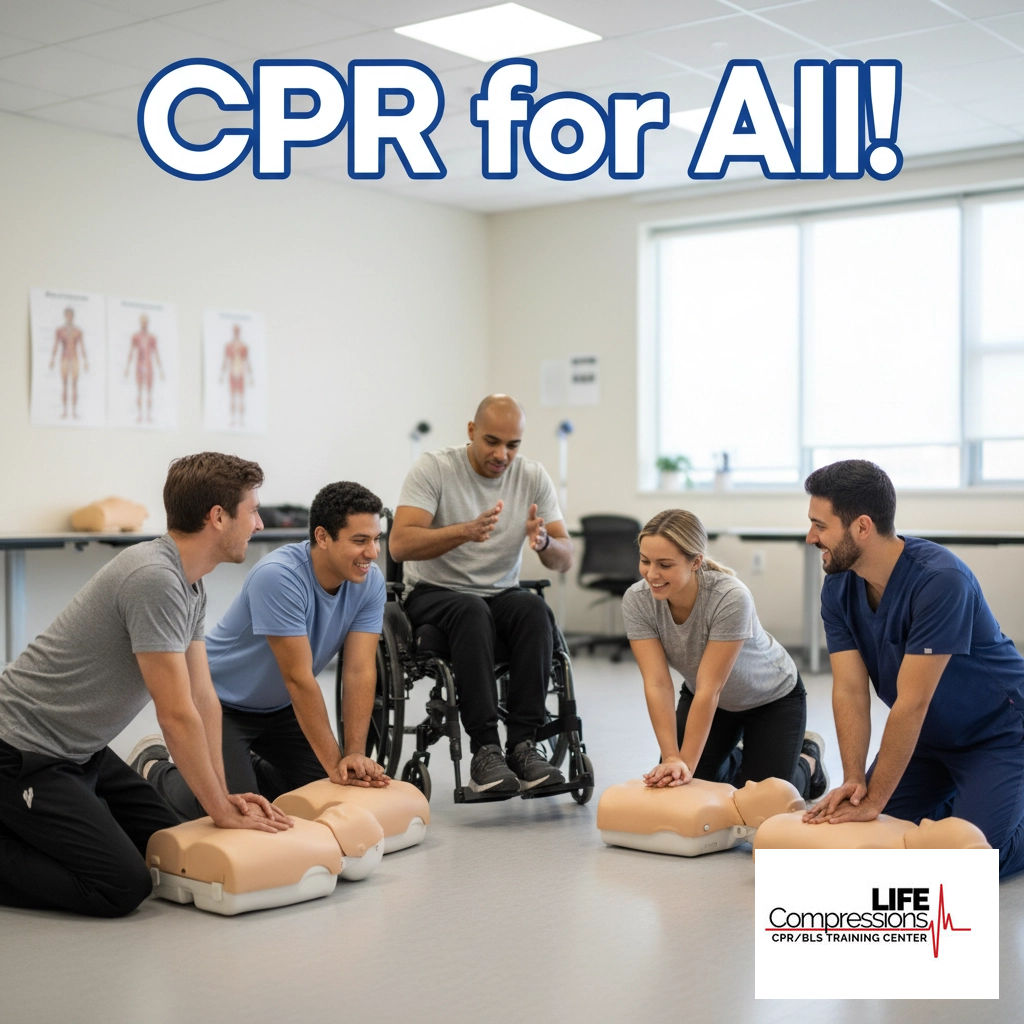 LifeCompression's tweet image. Everyone deserves the chance to save a life. This Health Literacy Month, let’s break down barriers: CPR training should be easy, inclusive, and for everyone. Ready to learn or teach life-saving skills? Let’s make it happen! #HealthLiteracyMonth #CPRforAll #InclusiveTraining