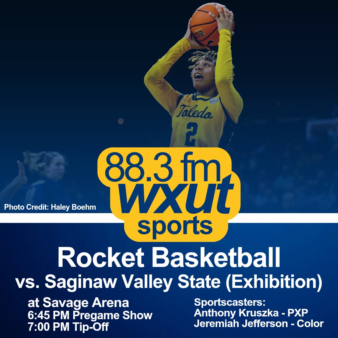 🏀 Basketball is back!
<a href="/ToledoWBB/">Toledo Women's Basketball</a> hosts Saginaw Valley State in an exhibition game at Savage Arena!

🎙️ Anthony Kruszka &amp; Jeremiah Jefferson
🕓 6:45 PM Pregame Show | 7:00 PM Tip-Off
📻 88.3 FM (after 8 PM) or stream via link in bio

#ToledoBasketball #TeamToledo #WXUTSports
