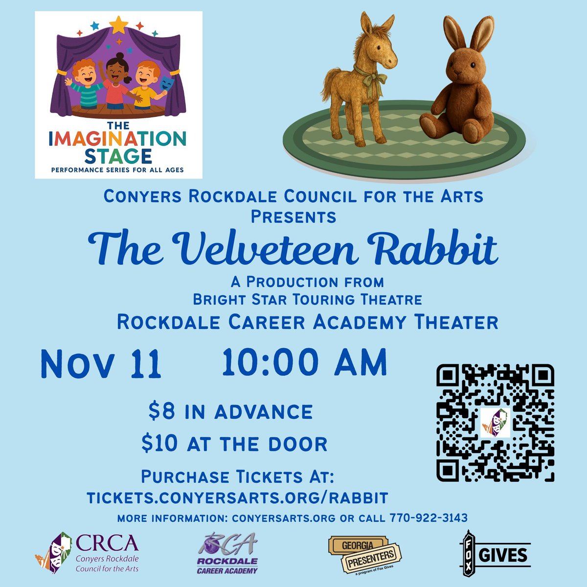 CRCArts's tweet image. Two weeks until The Velveteen Rabbit, based on the classic tale by Margery Williams Bianco. This show delves into the meaning of love and what it truly means to be genuine.  

Tickets are $8 in advance and $10 at the door.

For tickets, visit buff.ly/uqsW9Xp