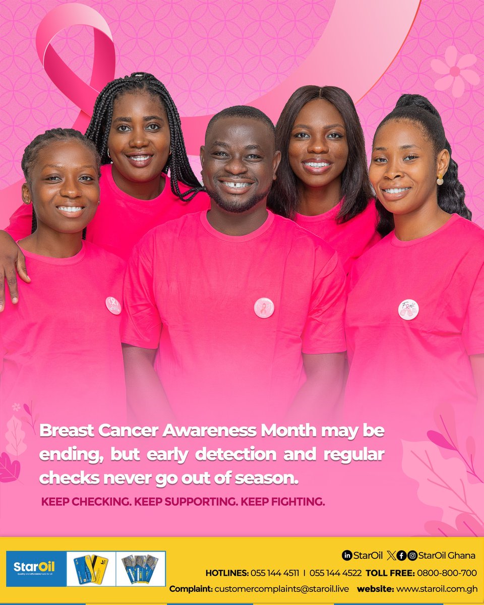 staroilghana's tweet photo. Breast Cancer Awareness Month may be ending, but early detection and regular checks never go out of season.
Keep checking. Keep supporting. Keep fighting. ๐๐
#EveryDropCounts
#QualityYouCanAfford
#Starcard
#breastcancerawareness https://t.co/cqkvrMNst1