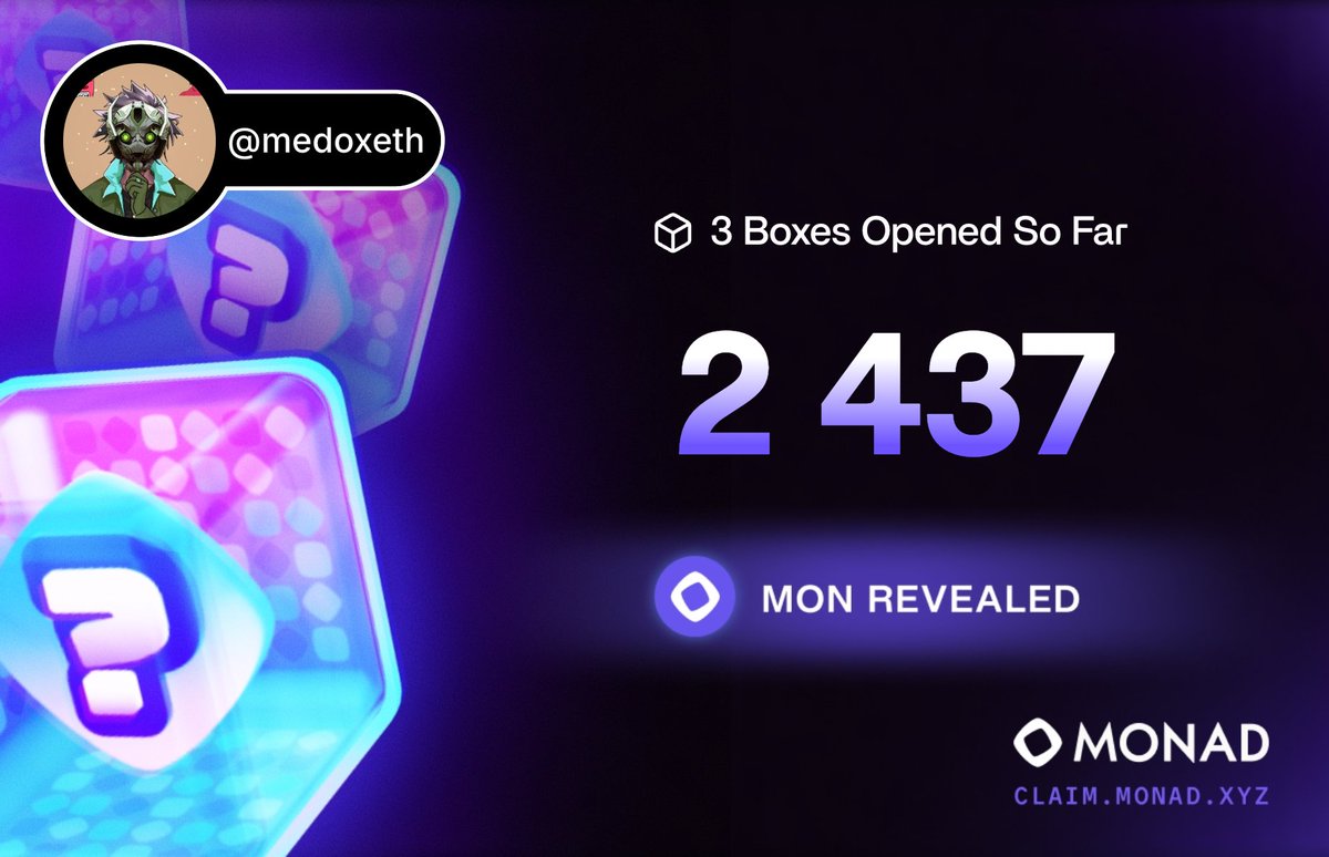 medoxeth's tweet photo. MONAD BOXES 🎁 

Not much, but who cares) LFG https://t.co/vjtHLsAXxj