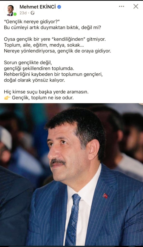 Gelecek ve gençlik için tek endişesi olan başkan iyiki varsın.
⌛TBMM⌛
<a href="/MehmetEkinci63/">Mehmet EKİNCİ 🇹🇷</a>