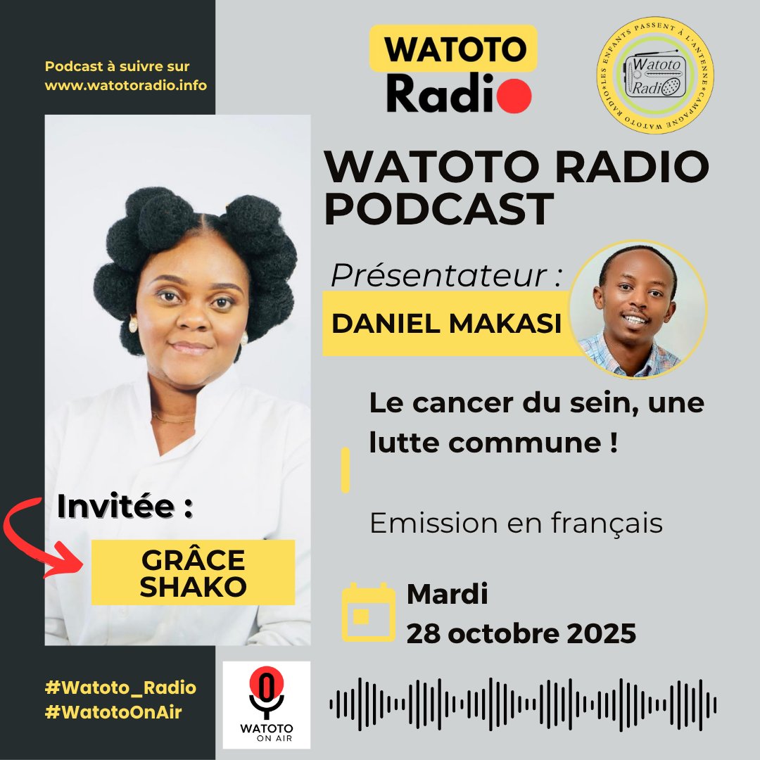 RadioWatoto's tweet photo. Octobre Rose à #Kinshasa : #Grâce_Shako mobilise les communautés en ligne contre le cancer du sein
https://t.co/Ygpk87Hs02 #Watoto_Radio #MielFondal #LFM #WatotoOnAir #CancerDuSein https://t.co/IadDPNxprW