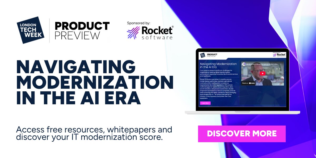 LDNTechWeek's tweet image. 💡 IT modernization keeps systems running while unlocking innovation through AI and cloud.

🚀 Hear from Patrick Gunn, Rocket Software’s GM EMEA, in their London Tech Week 2025 Product Preview.

👉 Discover more: spr.ly/60167DVtE

#LTW25 #AI #PartnerPost
