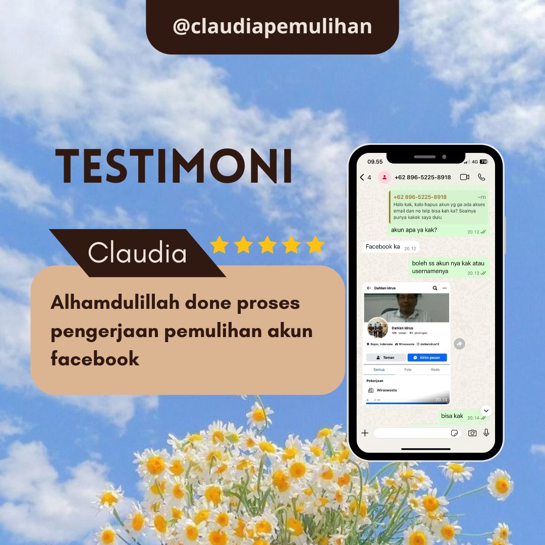 JasaClaudia's tweet image. JASA HACK • JASA PEMULIHAN AKUN 
🍒AKUN LUPA PASWORD/KE HACK
🍒JASA SADAP WA/IMEI
🍒JASA HAPUS AKUN 
🍒JASA LACAK PENIPU
🍒JASA LACAK LOKASI/PEMULIHAN AKUN,EMAIL,INSTAGRAM,FACEBOOK,
TWITER,TIKTOK,LINE,MICHAT,DLL
Fast proses, Full testi & Trusted
Fast respon wa n bio 😁