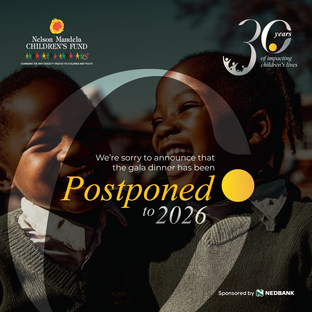 🚨 Notice: The Nelson Mandela Children’s Fund Gala Event is postponed to 2026.

We appreciate your understanding and continued support. Further updates will be shared in due course.