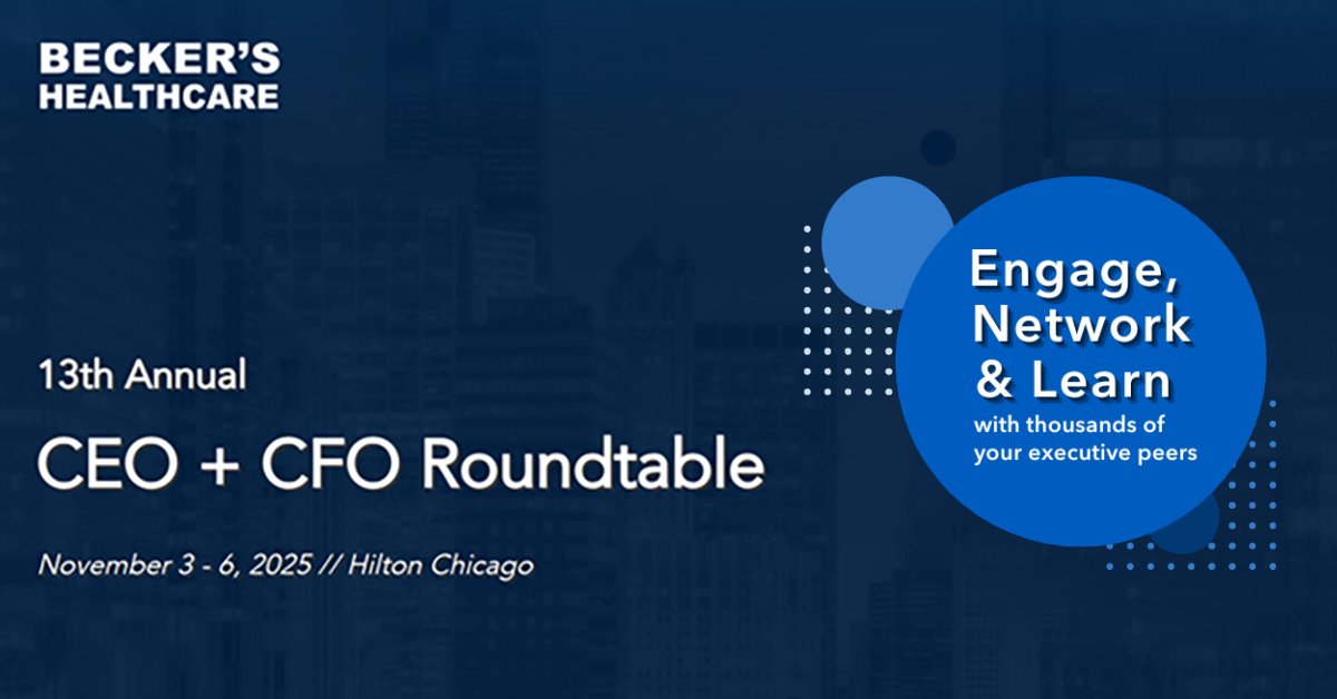 OracleHealth's tweet image. We hope to see you next week at the 13th Annual @BeckersHR CEO + CFO Roundtable! 

Join industry experts in Chicago to shape the future of care delivery, finance, and innovation. Learn more: social.ora.cl/60127DVha #BeckersCEOCFO