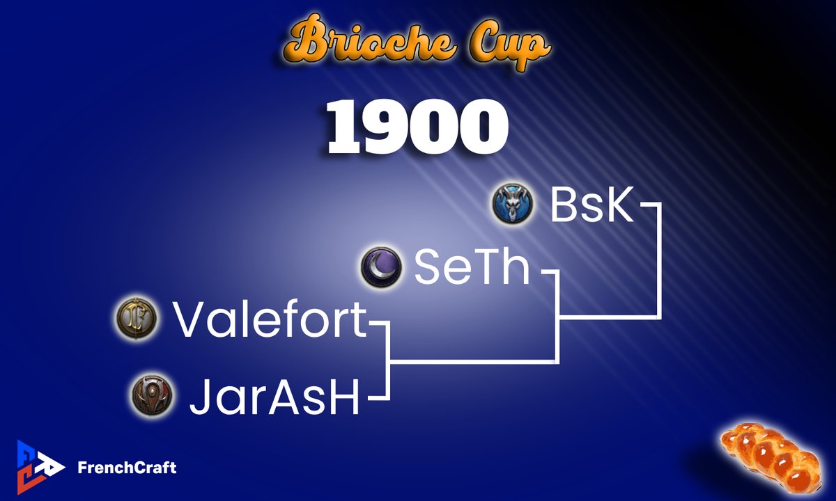 Retour de la 🍞Brioche Cup et match au sommet en 1900 MMR pour la finale en Bo5 qui opposera <a href="/BsK_sc2/">Jérémy</a> à SeTh ! À retrouver ce jeudi 30/10 dès 20h30 sur Twitch.tv/FrenchCraftTV