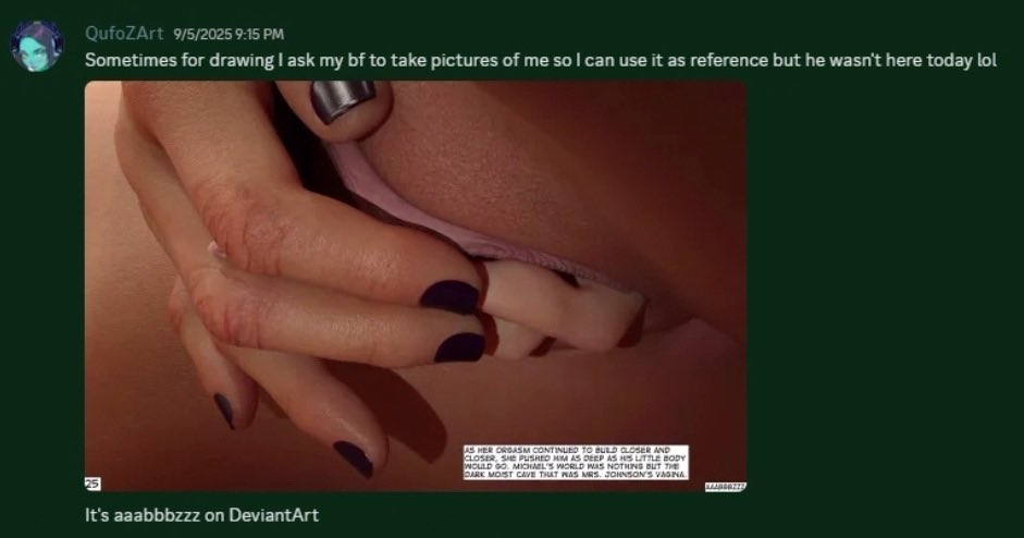 <a href="/on_kinky/">🔞ShameOnMyKinkyDraws (coms closed)</a> Also, if you're still doubtful - this liar literally admitted to tracing in a server with that Timelapse they used to make people try and believe their bullshit. Of course, without mentioning the original artist on their lapse and directly copying everything including highlights.