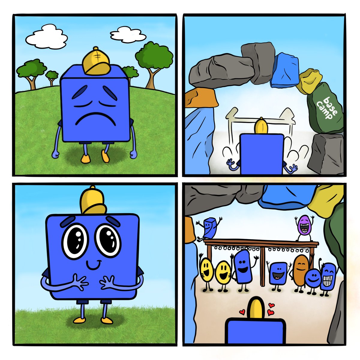 Pandawatta's tweet photo. The @base story begins! And this is happening at Basecamp 🟦

🧩30 RTs to unlock the next page of our community-made comic
💬 Quote or comment to share the lore of the rest of the story

For the community, by the community. Let’s make history together https://t.co/y6Yc6q9jV2