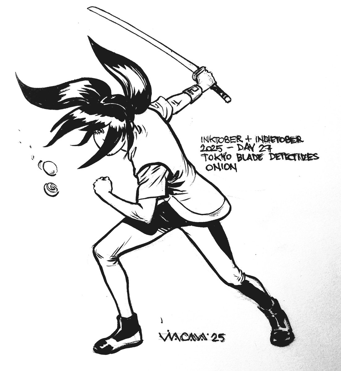 #inktober2025 #Indietober2025  
Day 27 #TokioBladeDetectives + Onion