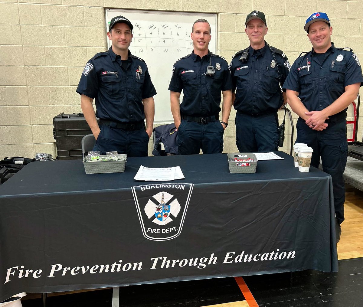 Our friendly firefighters, training and prevention staff dropped in at <a href="/HaydenHuskies/">Hayden Huskies</a> career fair today to share their pride in public service careers (and the Toronto Blue Jays 😉)