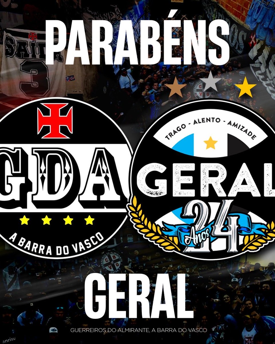 A Guerreiros do Almirante parabeniza a @geraldogremiop10 pelos 24 anos de amor ao Grêmio. Vida longa aos irmãos! 

Guerreiros do Almirante, a barra do Vasco desde 2006.