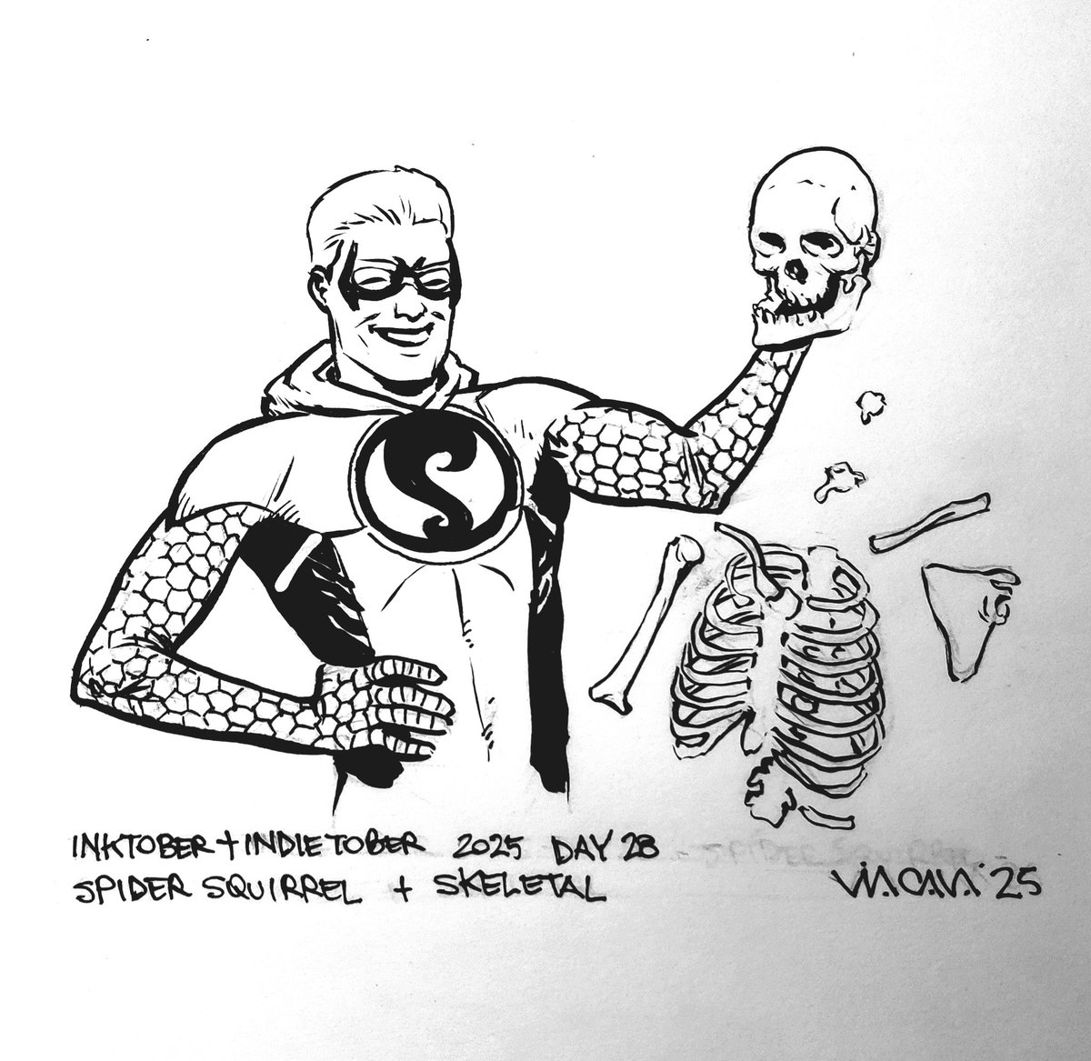 #inktober2025 #Indietober2025  
Day 28 #SpiderSquirrel + Skeletal