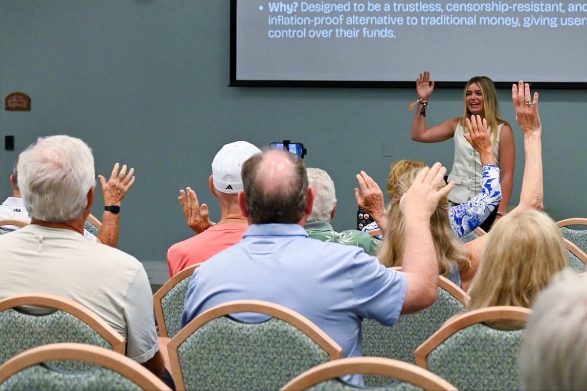 Had an incredible time speaking at the Pelican Bay Speaker Series about Bitcoin and the future of sound money. 🧡

It was inspiring to see such genuine curiosity from the audience, especially from the older generation diving into something so technologically advanced.

I loved
