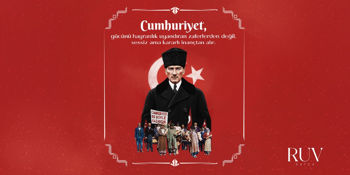 Kazandığımız savaşlardan çok; savaşmadan bile vazgeçmediklerimiz tanımlar bizi.
O yüzden Cumhuriyet,
bir zafer çığlığı değil;
bir vicdan fısıltısıdır.
Sessizdir ama güçlüdür.
Ve gerçek gücü,
onu unutmamaya yemin etmişlerden gelir.

#29EkimCumhuriyetBayramı #Cumhuriyet102Yaşında